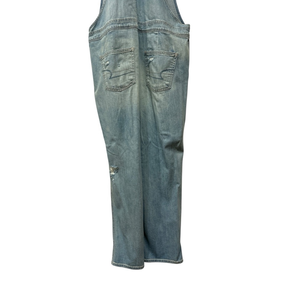 American Eagle Tomgirl Denim Overalls Distressed Light Blue XL - Picture 10 of 12